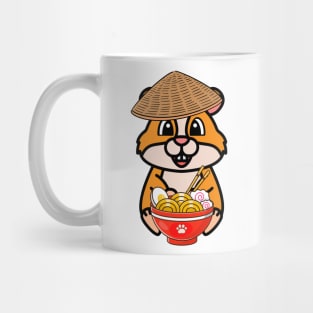Funny hamster is eating noodles Mug